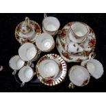 Two trays containing 41 pieces of Royal Albert Old Country Roses tea and cabinet china.