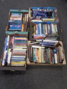Three boxes of hardback and paperback books relating to Christianity, theology etc.