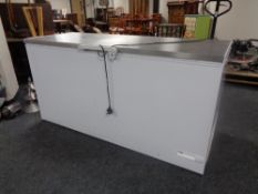 A stainless steel topped chest freezer, width 170 cm.