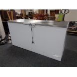 A stainless steel topped chest freezer, width 170 cm.