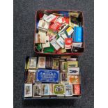 Two tins of matchboxes and vestas (2).