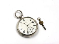 An antique silver fusee pocket watch by W. Routledge Brampton, no 10390.