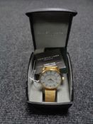 A Christin Lars gold plated gentleman's wristwatch, boxed.