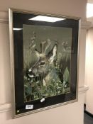 A 20th century school : Study of a deer in long grass, oil painting, signed with initials S. G. M.