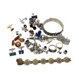 A collection of silver and other jewellery, cufflinks,