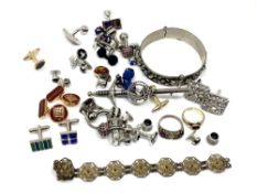 A collection of silver and other jewellery, cufflinks,