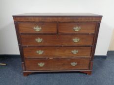 A 19th century mahogany five drawer chest with brass drop handles.
