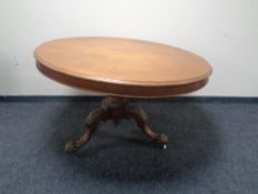 A circular Victorian mahogany pedestal breakfast table (as found).