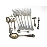 A quantity of cutlery including heavy forks, all items stamped 84. 830 835 and 800.
