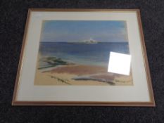 Peter Podmore, Coquet Island, pastel, framed.