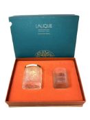 A Lalique Collection Crystal scent jar and glass, boxed.
