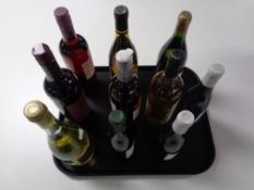 A tray of ten assorted bottles of wine