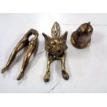 A Victorian brass fox door knocker,