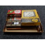 A small quantity of collectors items to include a sealed box of Silver Label Tea, cribbage board,