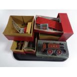 A tray containing boxed mid 20th century Hornby LMS 2270 engine, signals,