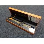 A Stuhrling gentleman's gold plated wristwatch, boxed.