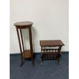 A circular Edwardian plant stand together with a magazine table