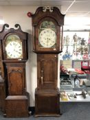 A 19th century longcase clock with painted dial signed Johnson of Wigan,