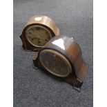 Two 20th century oak cased mantel clocks (a/f)