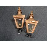 A pair of reproduction lanterns, height 52 cm.