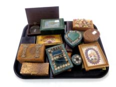 A tray containing 19th century mahogany cased opium scales, Gold Flake cigarette tin,