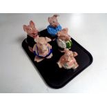 A set of five Wade Natwest pigs.