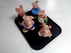 A set of five Wade Natwest pigs.