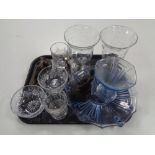 A tray containing assorted glassware,