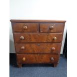 A 19th century stained pine five drawer chest.