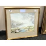 Tom MacDonald : A river estuary, watercolour, 36 x 29 cm, framed.