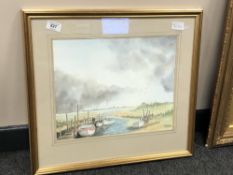 Tom MacDonald : A river estuary, watercolour, 36 x 29 cm, framed.