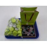 A quantity of Chamilia ring boxes, heavy white metal necklaces and gift bag.
