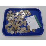 A collection of pre 1947 silver coins including half crowns, shillings,