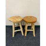 A pair of rustic pine stools