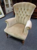 A Victorian style lady's chair upholstered in dralon