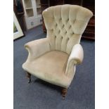 A Victorian style lady's chair upholstered in dralon