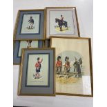 A box containing six gilt framed military prints depicting 19th century soldiers to include an R.