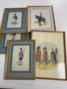 A box containing six gilt framed military prints depicting 19th century soldiers to include an R.