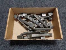 A box containing 17 antique style kitchen cabinet door handles (new).