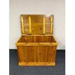 A 20th century pine panelled blanket chest