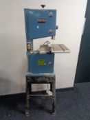 A Clarke Woodworker band saw on stand.