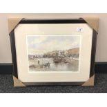 After Tom MacDonald : Seahouses, reproduction in colours, signed in pencil, 21 cm by 30 cm, framed.