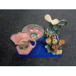 A tray containing Maling lustre jug and bowl, jug,