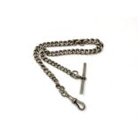 An antique silver Albert chain, 35g.