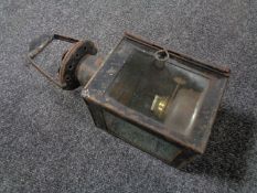 A vintage railway lamp