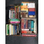 Four boxes of hardback and paperback books to include Tolkein, Dickens, cookery,