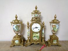 A three piece Imperial clock garniture set with Franz Hermle movement.