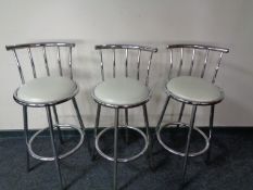 A set of three contemporary bar chairs