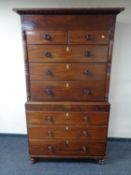 A 19th century mahogany eight drawer chest on chest