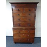 A 19th century mahogany eight drawer chest on chest